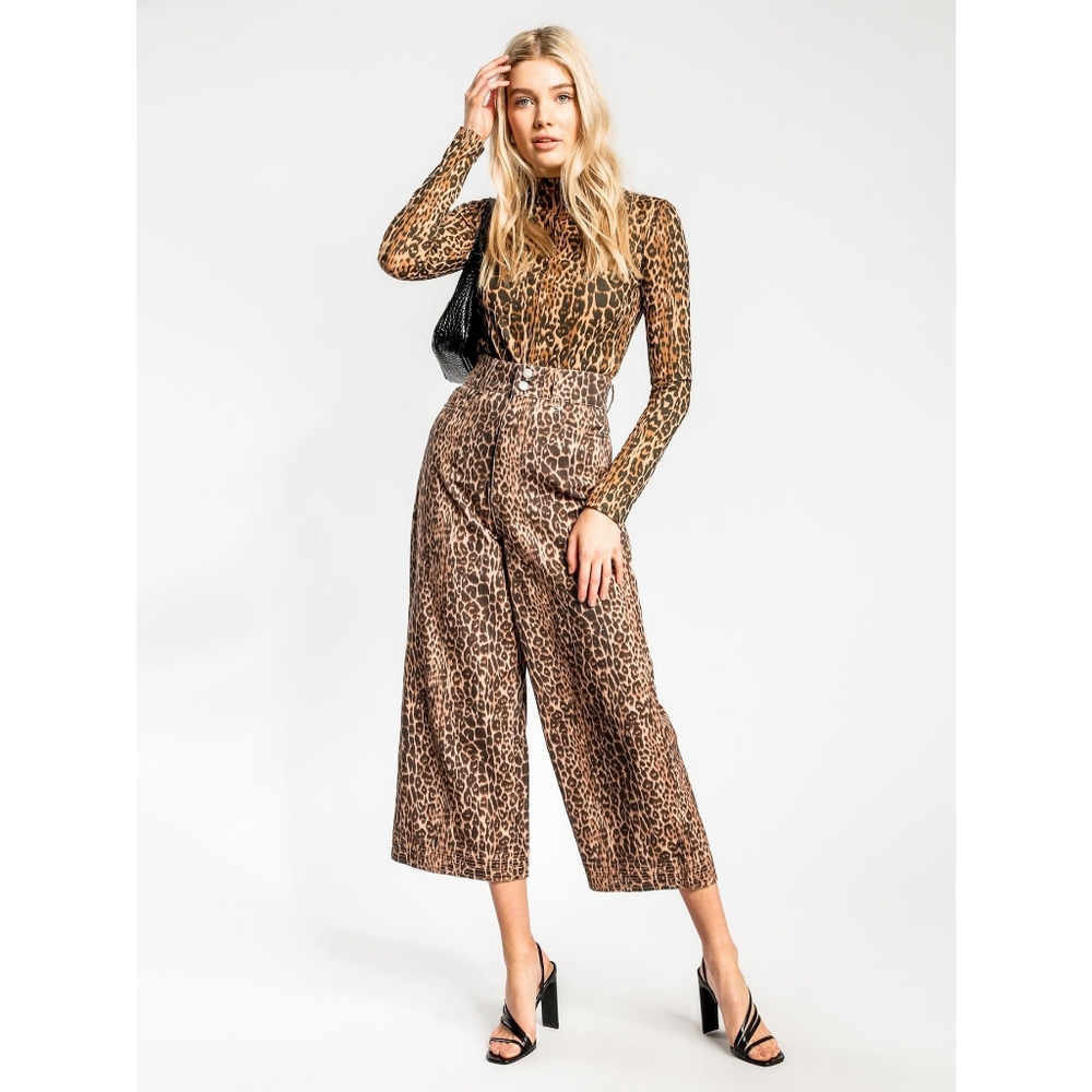 SOLD. C/MEO Collective Reiterate Wide Leg Jeans Brown Leopard